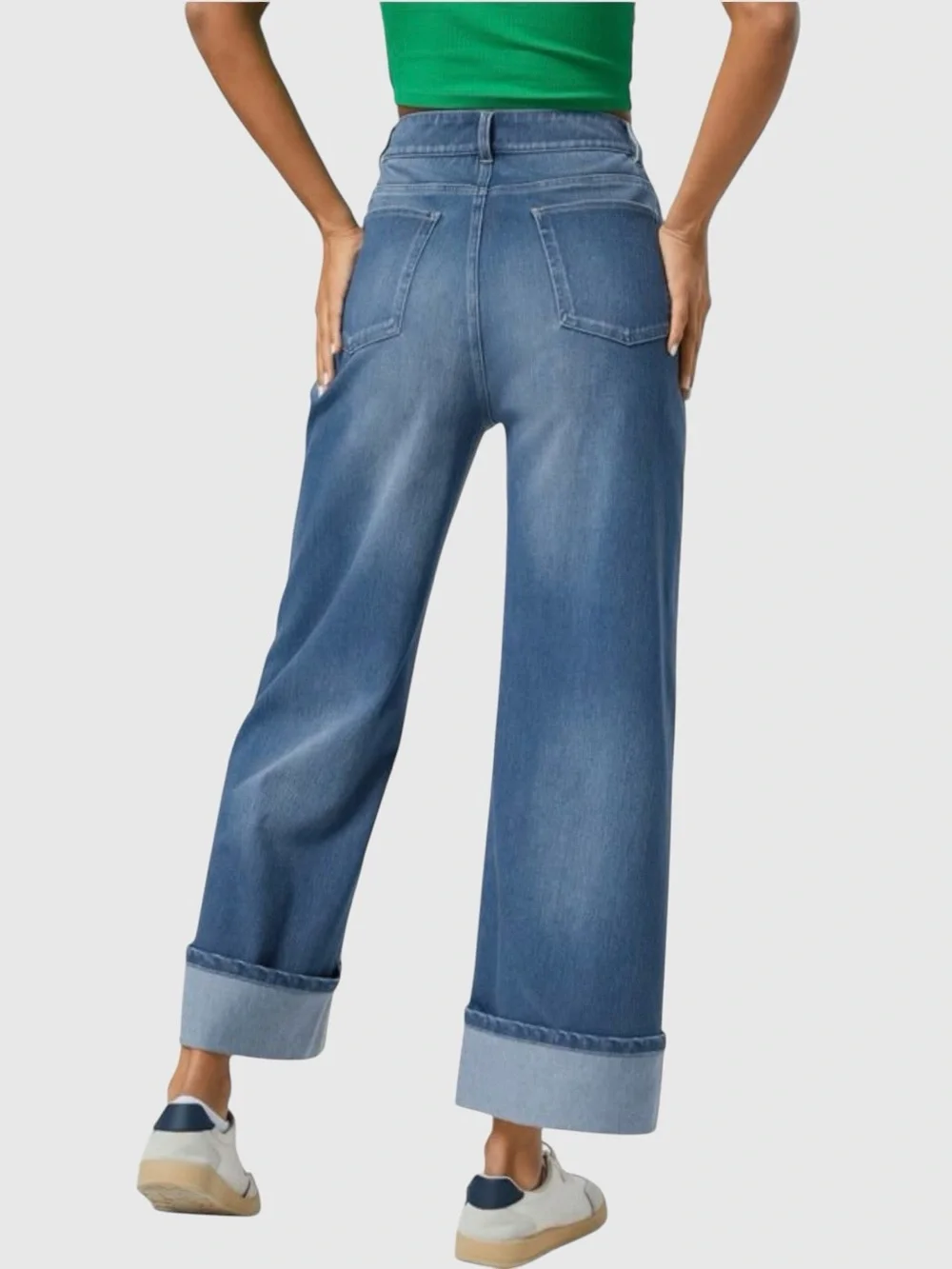 Halara Flex Jeans High Waisted Rolled Hem Wide Leg Casual MP M Petite NWT